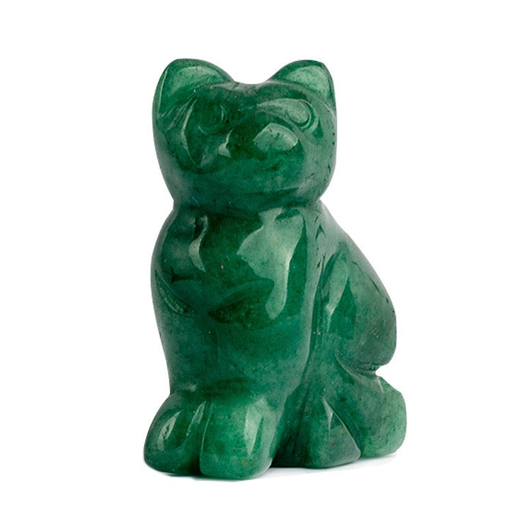 Cat Statue Hand Carved Animal Figurine