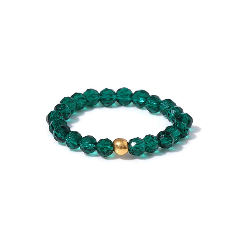 3mm Multi Round Faceted Bead Ring Elastic Rings Stackable