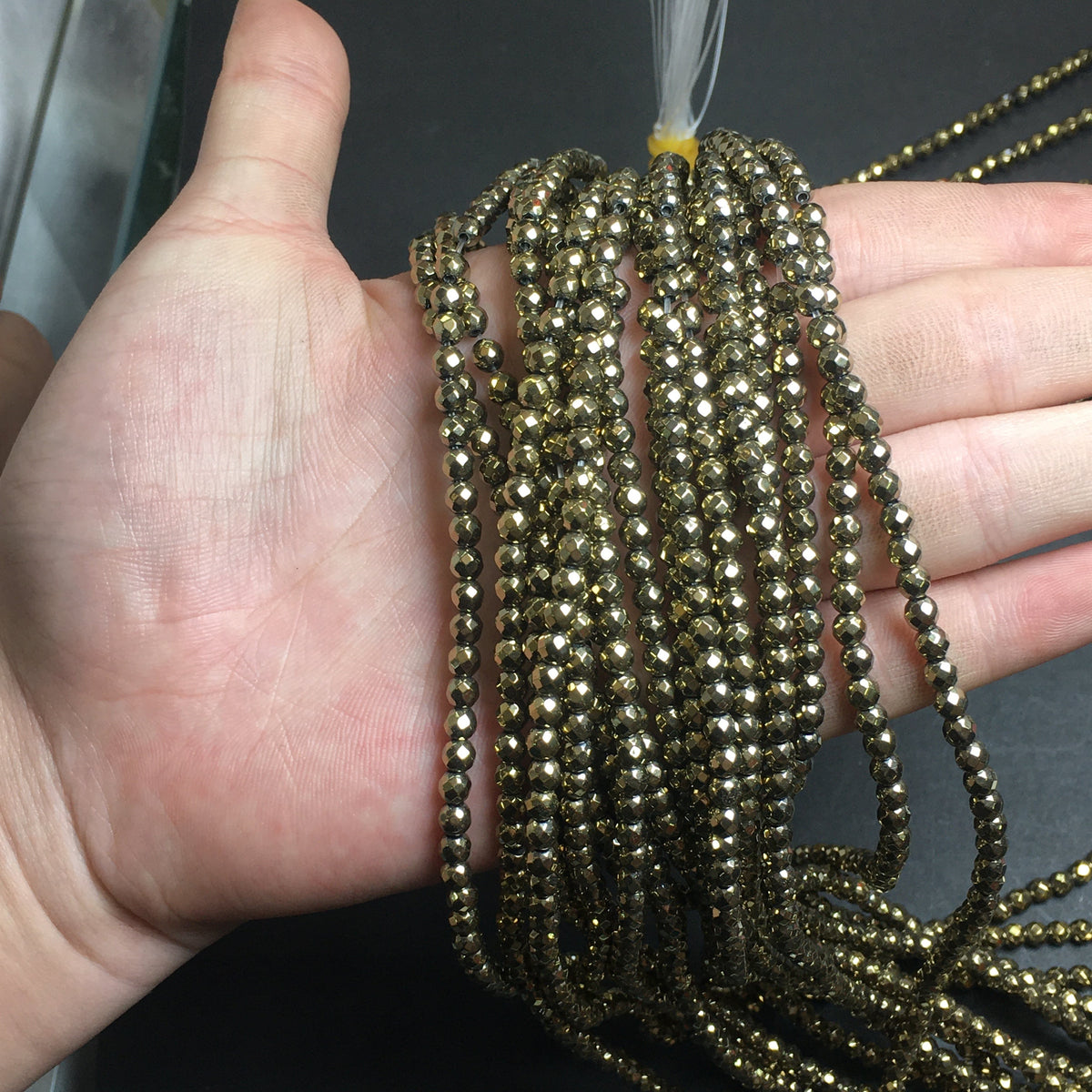 4mm Faceted Round Hematite Beads