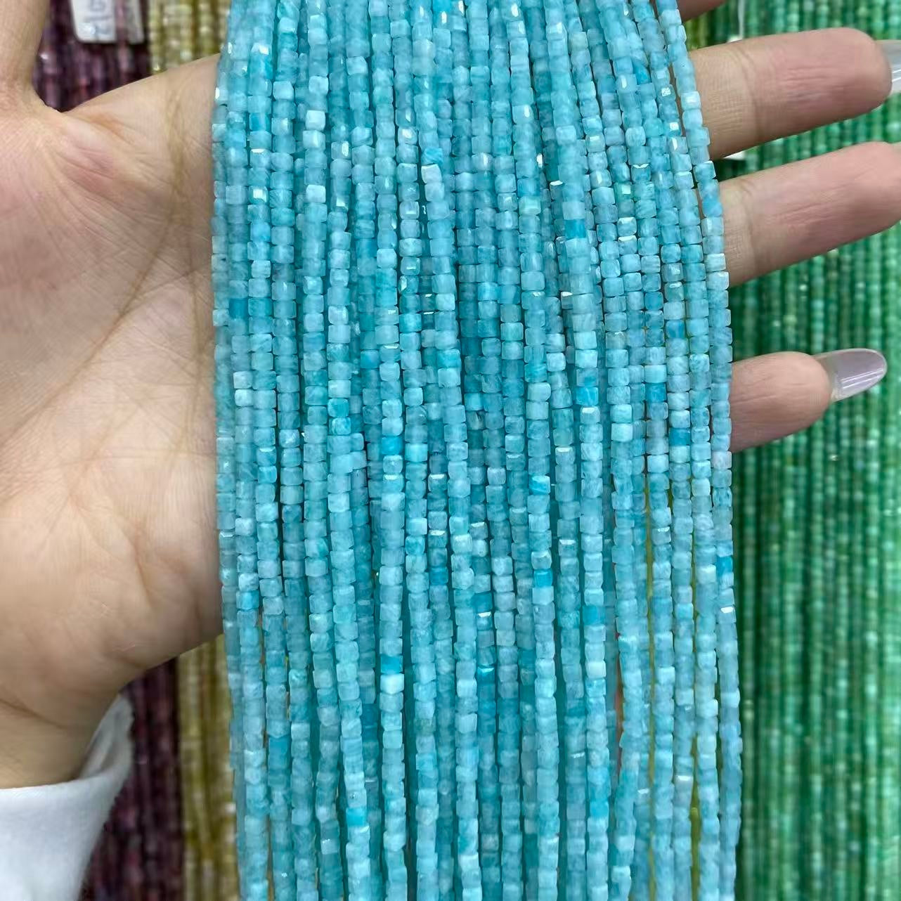 Tiny Square Faceted Beads 2-3mm Gemstone/Quartz/Jasper/Agate