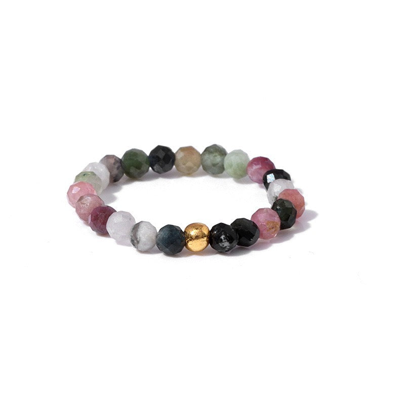 3mm Multi Round Faceted Bead Ring Elastic Rings Stackable