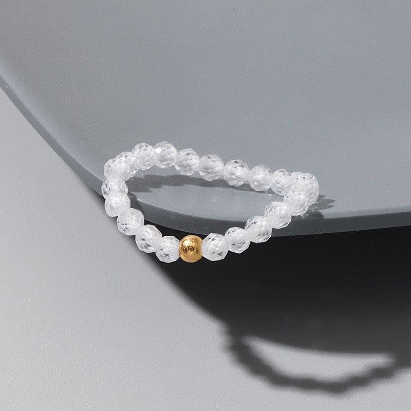 3mm Multi Round Faceted Bead Ring Elastic Rings Stackable