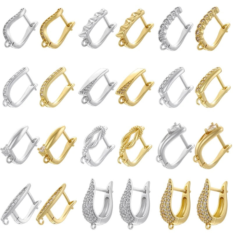 18K Golden Plated Earwire Clasp Earring Hook Accessory 1 Pair