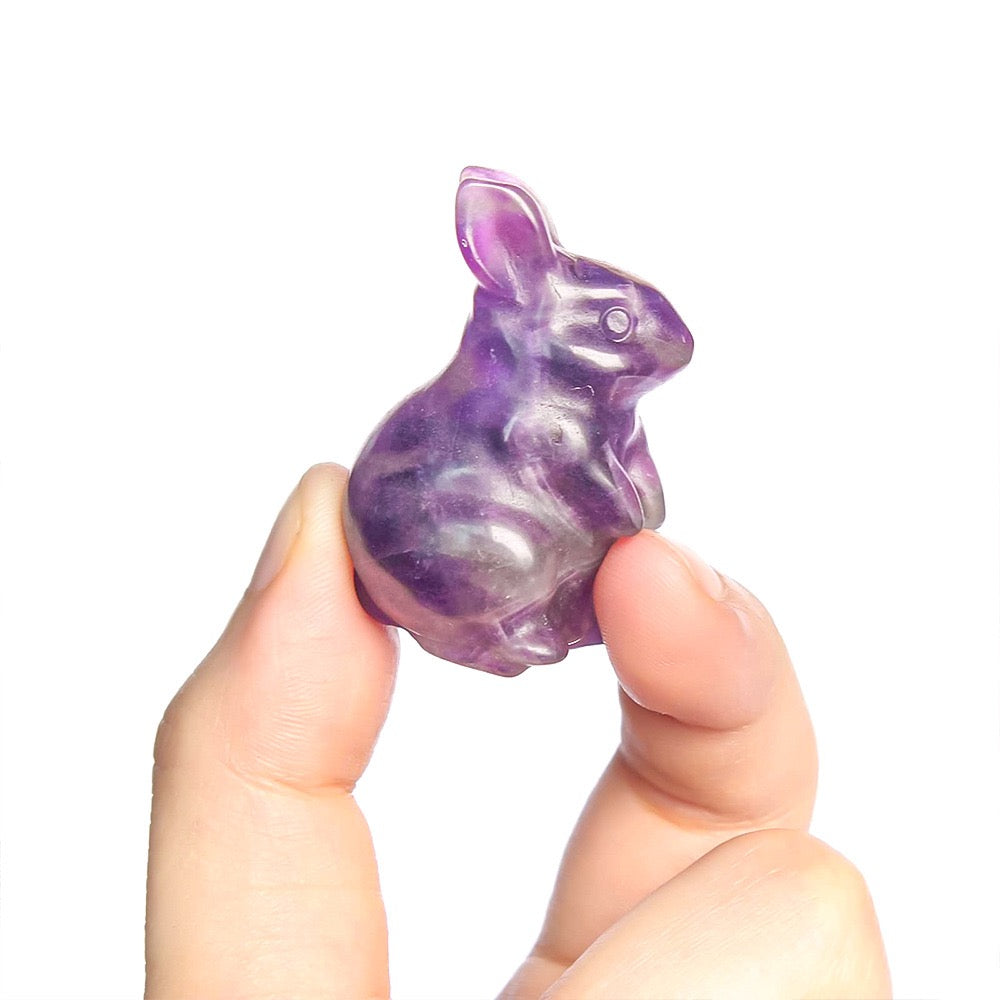 Cute Rabbit Statue Hand Carved Animal Figurine