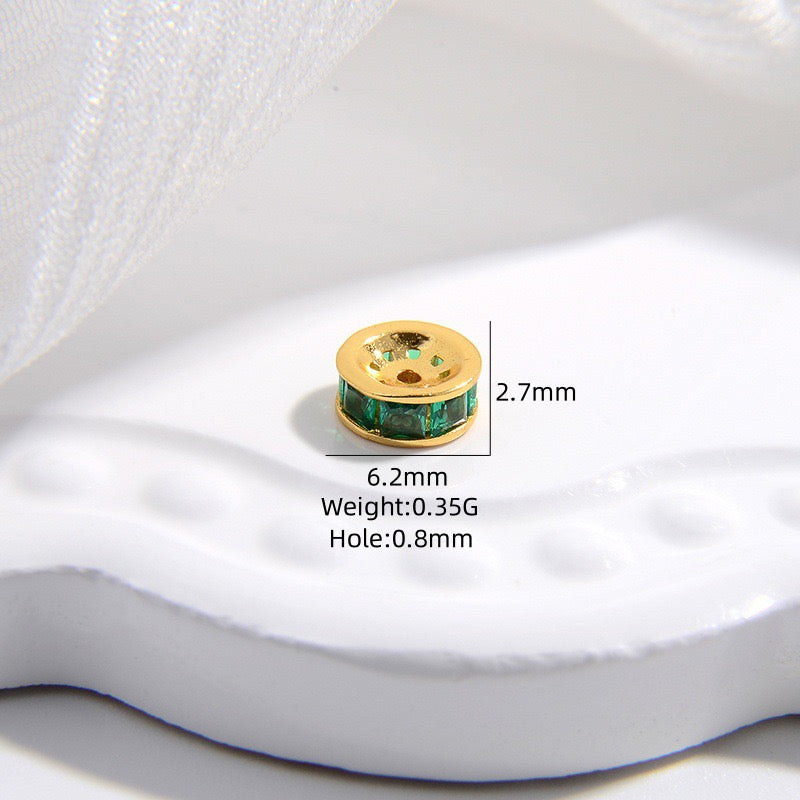 1PCS Brass Zircon Wheel Spacer Beads