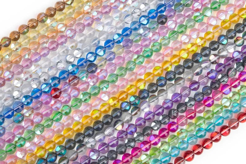 Mystic Aura Quartz Beads, Aurora Borealis Crystal 6-12mm