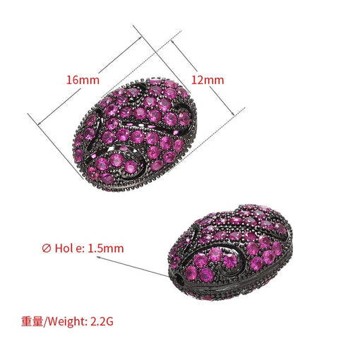 1PCS Brass Cubic Zirconia Colorful Flat Beads