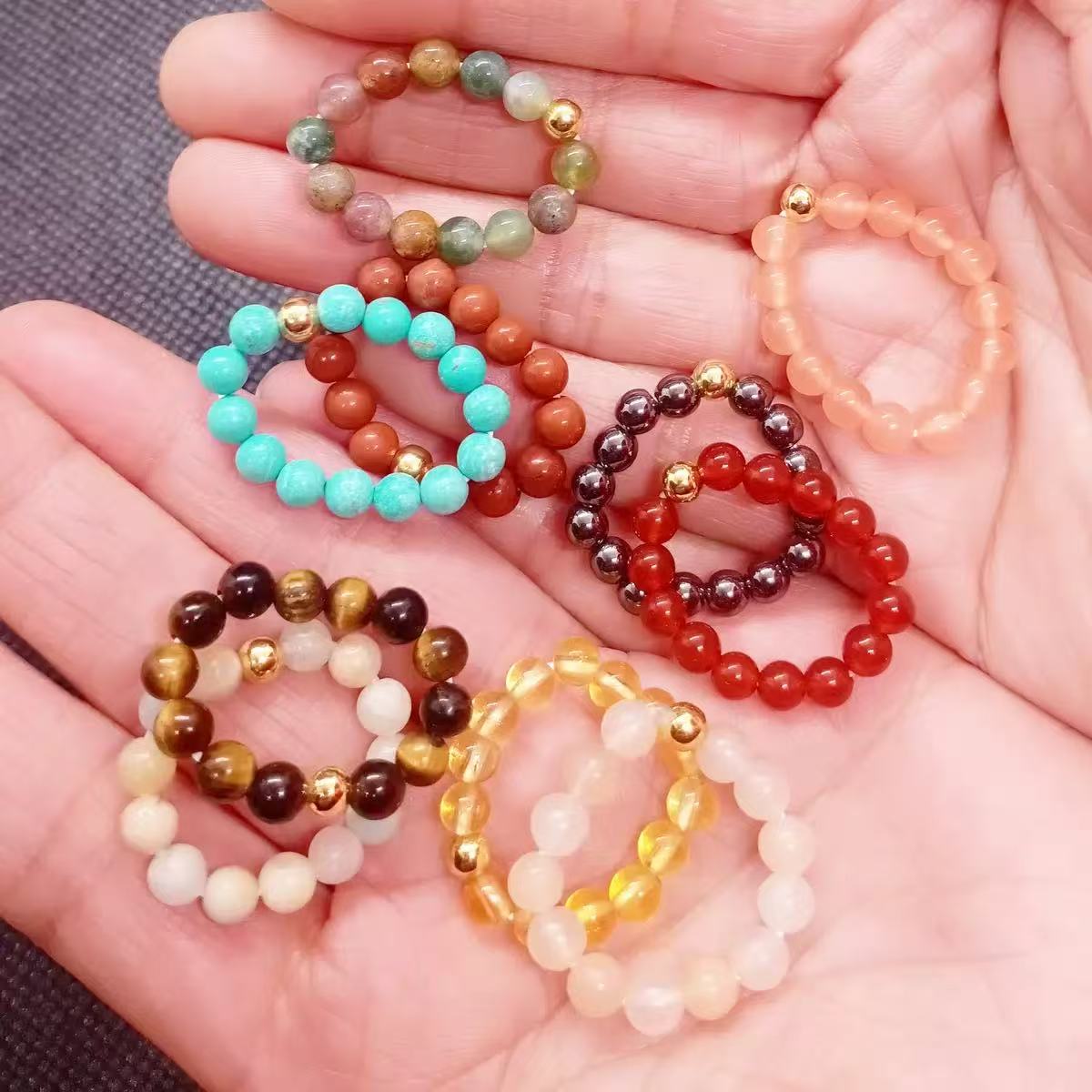 3mm Multi Round Bead Ring Elastic Rings Stackable