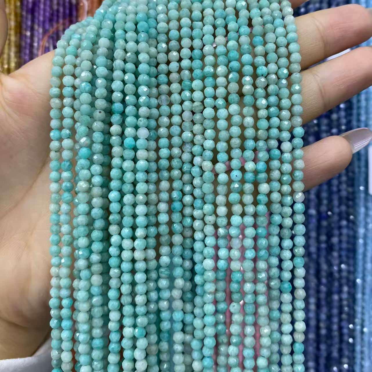 Tiny Round Faceted Beads Gemstone/Quartz/Jasper/Agate 2mm 3mm 4mm