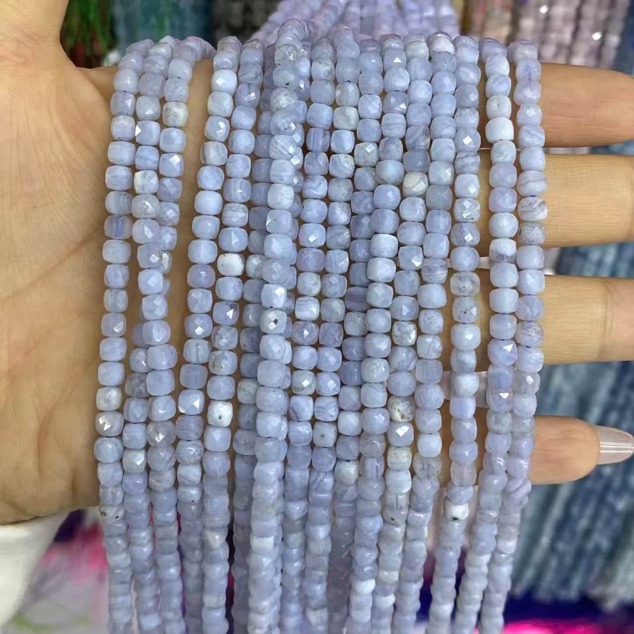 Square Faceted Beads 4-5MM Gemstone/Quartz/Jasper/Agate