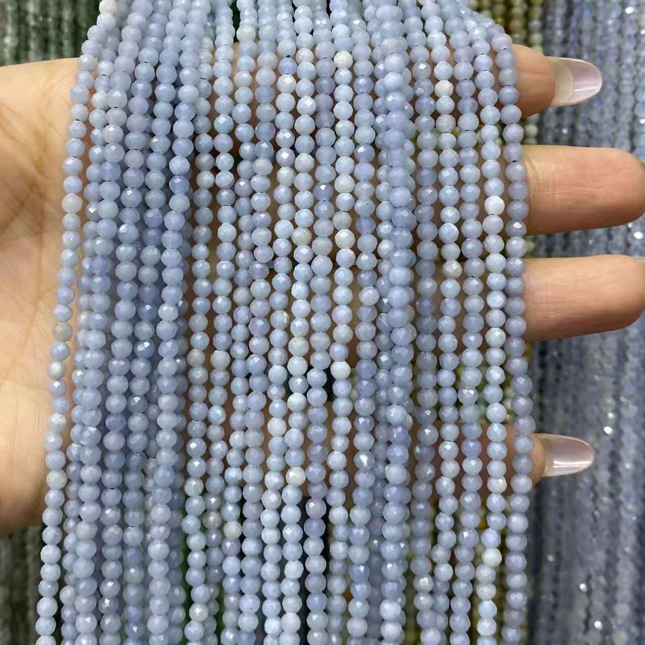 Tiny Round Faceted Beads Gemstone/Quartz/Jasper/Agate 2mm 3mm 4mm