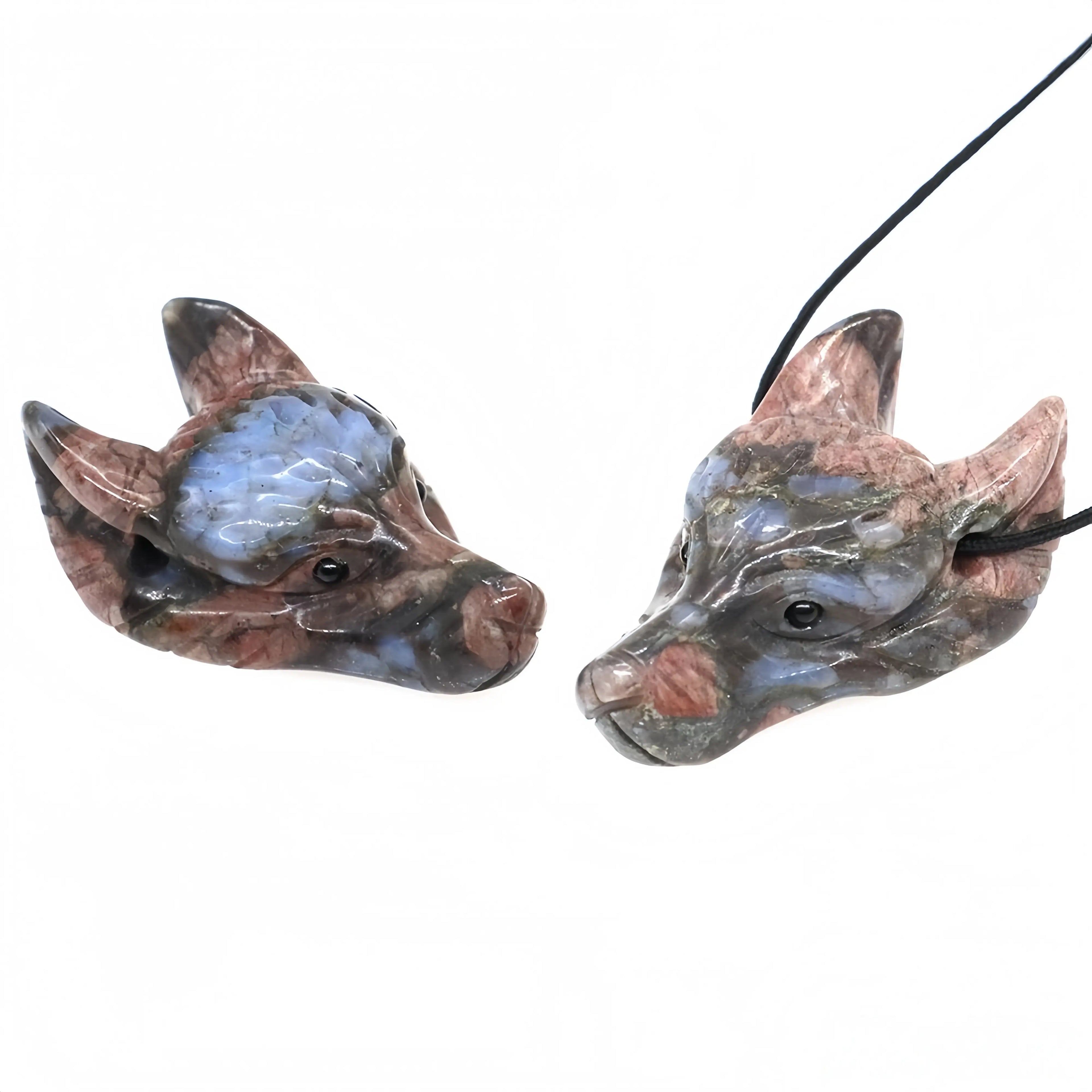 Wolf Head Statue Hand Carved Animal Figurine