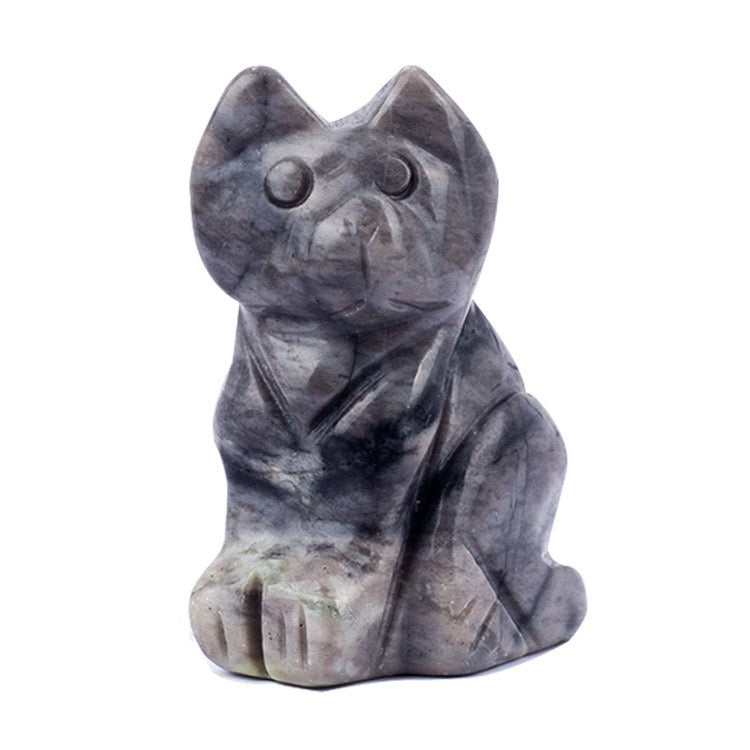 Cat Statue Hand Carved Animal Figurine