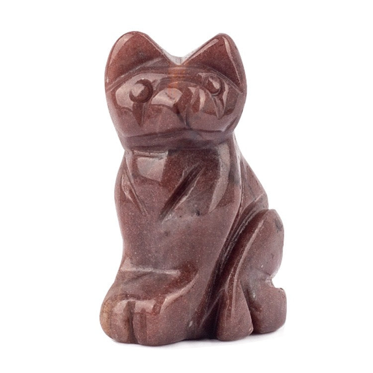 Cat Statue Hand Carved Animal Figurine