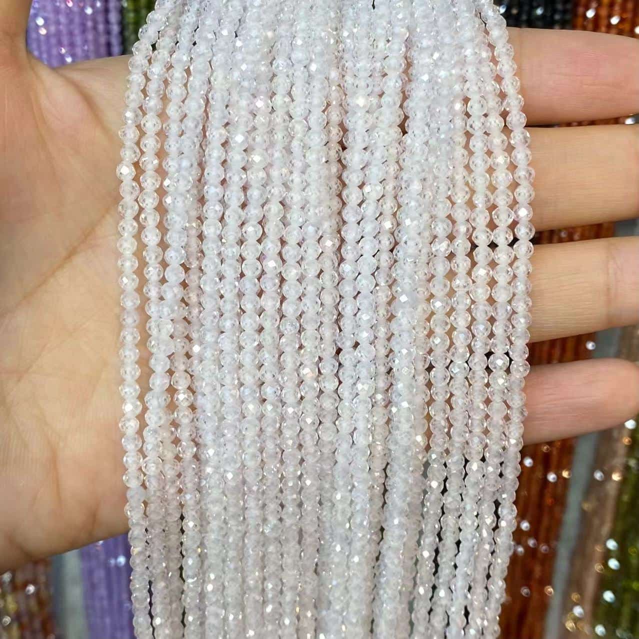 Cubic Zirconia Beads CZ Round Faceted Beads 2mm 3mm 4mm