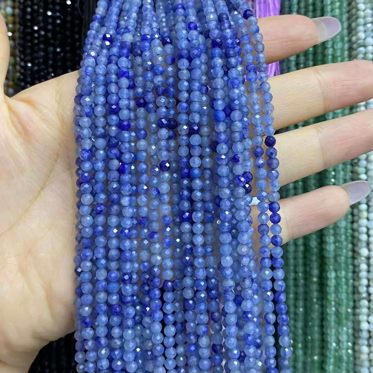 Tiny Round Faceted Beads Gemstone/Quartz/Jasper/Agate 2mm 3mm 4mm