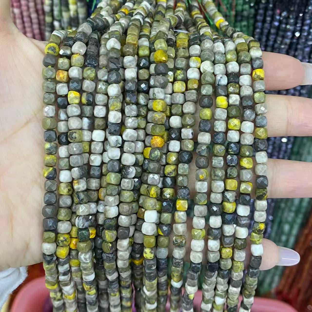 Square Faceted Beads 4-5MM Gemstone/Quartz/Jasper/Agate