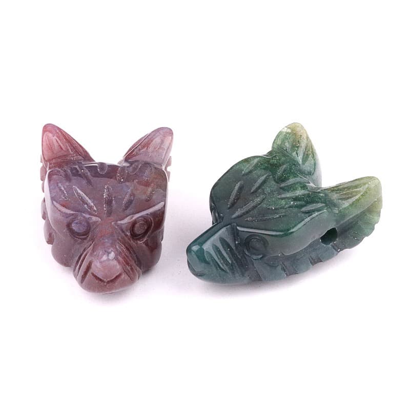 Wolf Head Statue Hand Carved Animal Figurine