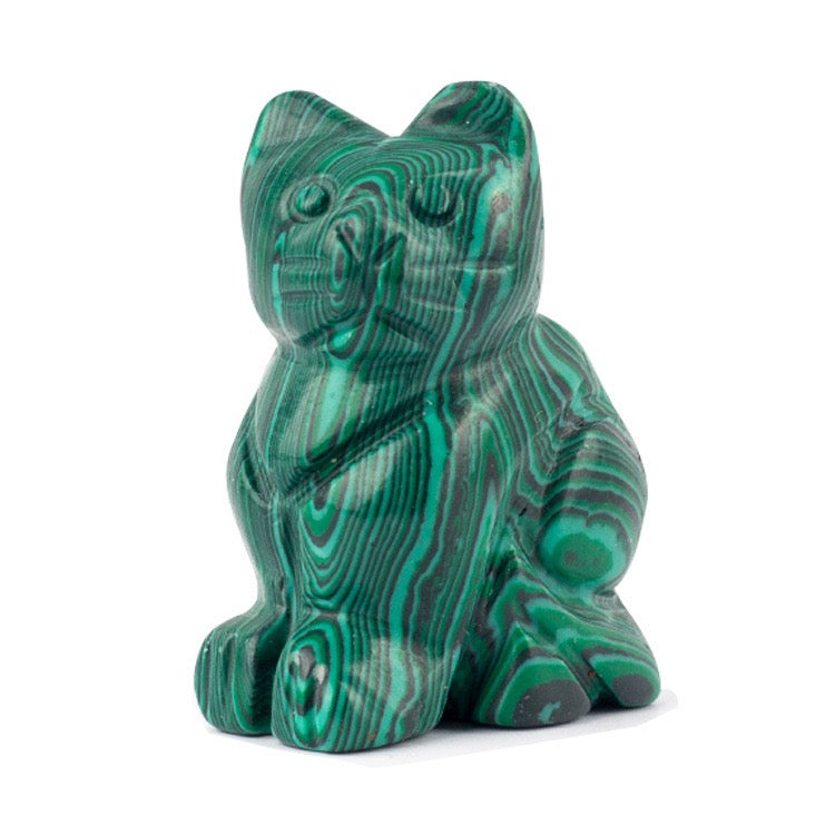 Cat Statue Hand Carved Animal Figurine