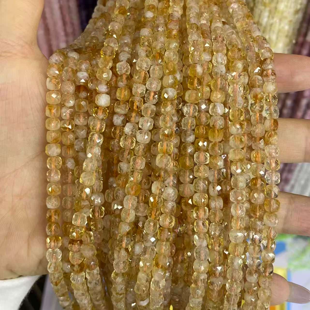 Square Faceted Beads 4-5MM Gemstone/Quartz/Jasper/Agate