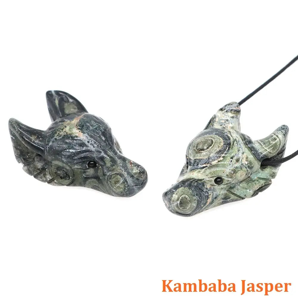 Wolf Head Statue Hand Carved Animal Figurine