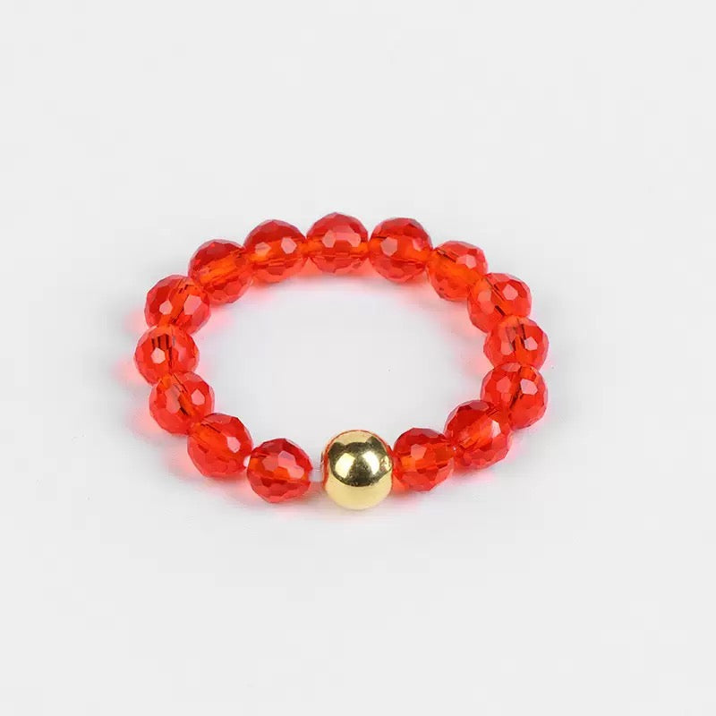 3mm Multi Round Faceted Bead Ring Elastic Rings Stackable