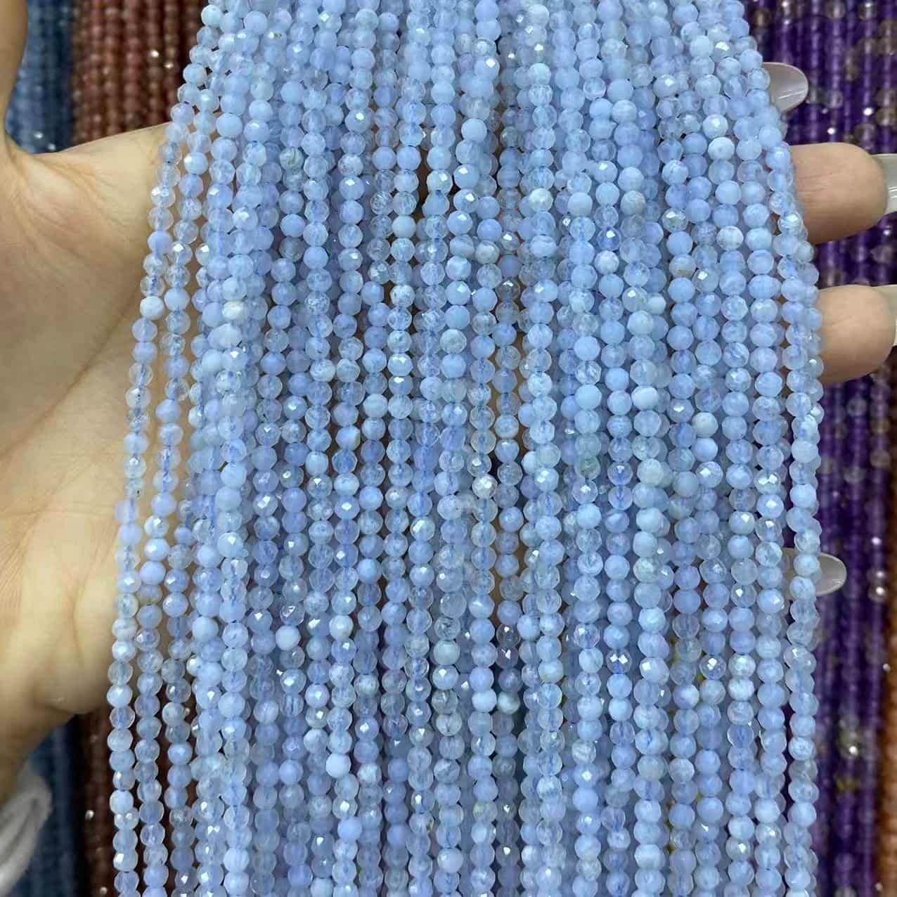 Tiny Round Faceted Beads Gemstone/Quartz/Jasper/Agate 2mm 3mm 4mm