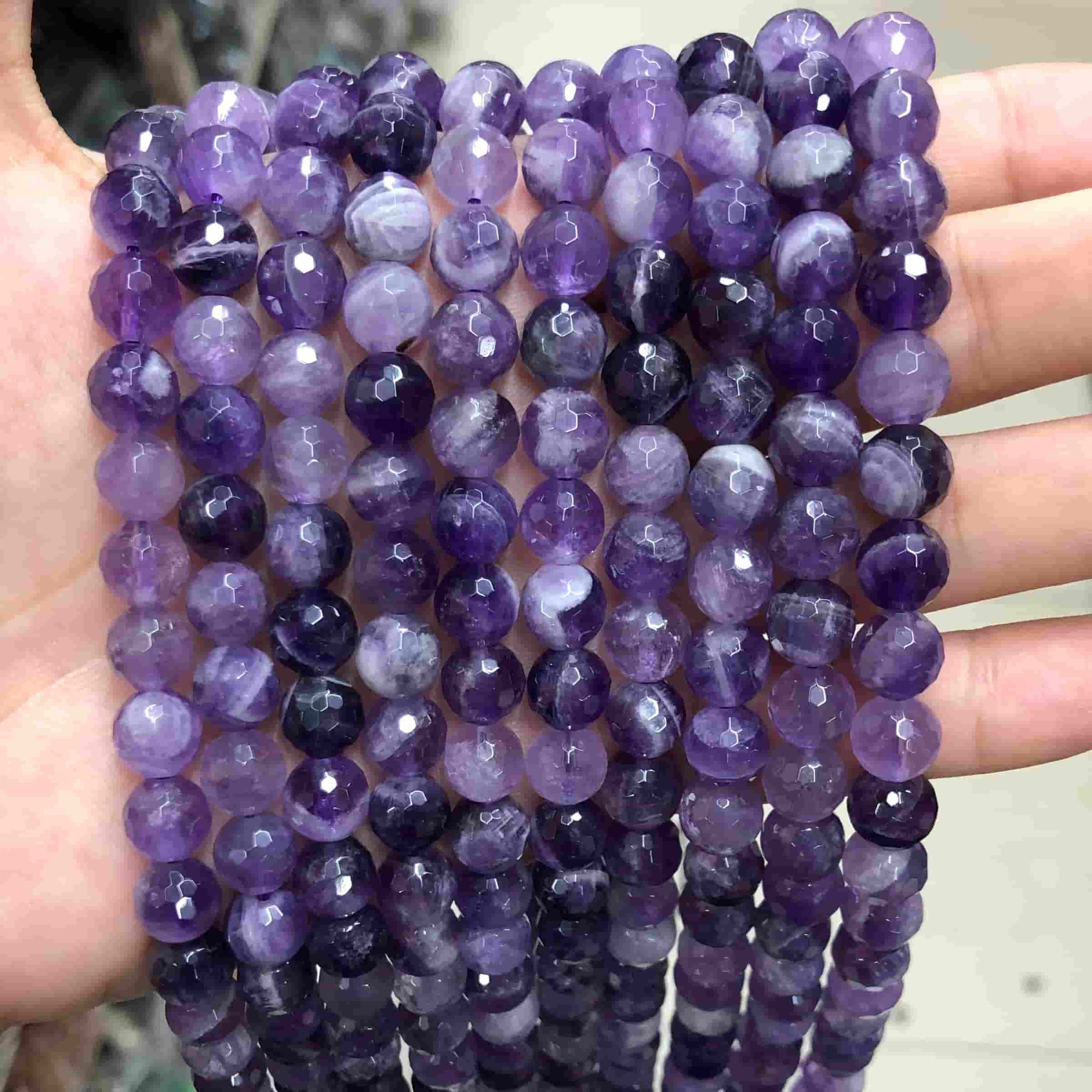 Round Faceted Beads Crystal/Quartz/Jasper/Agate 6mm 8mm 10mm