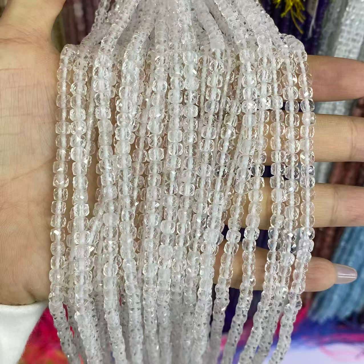 Square Faceted Beads 4-5MM Gemstone/Quartz/Jasper/Agate