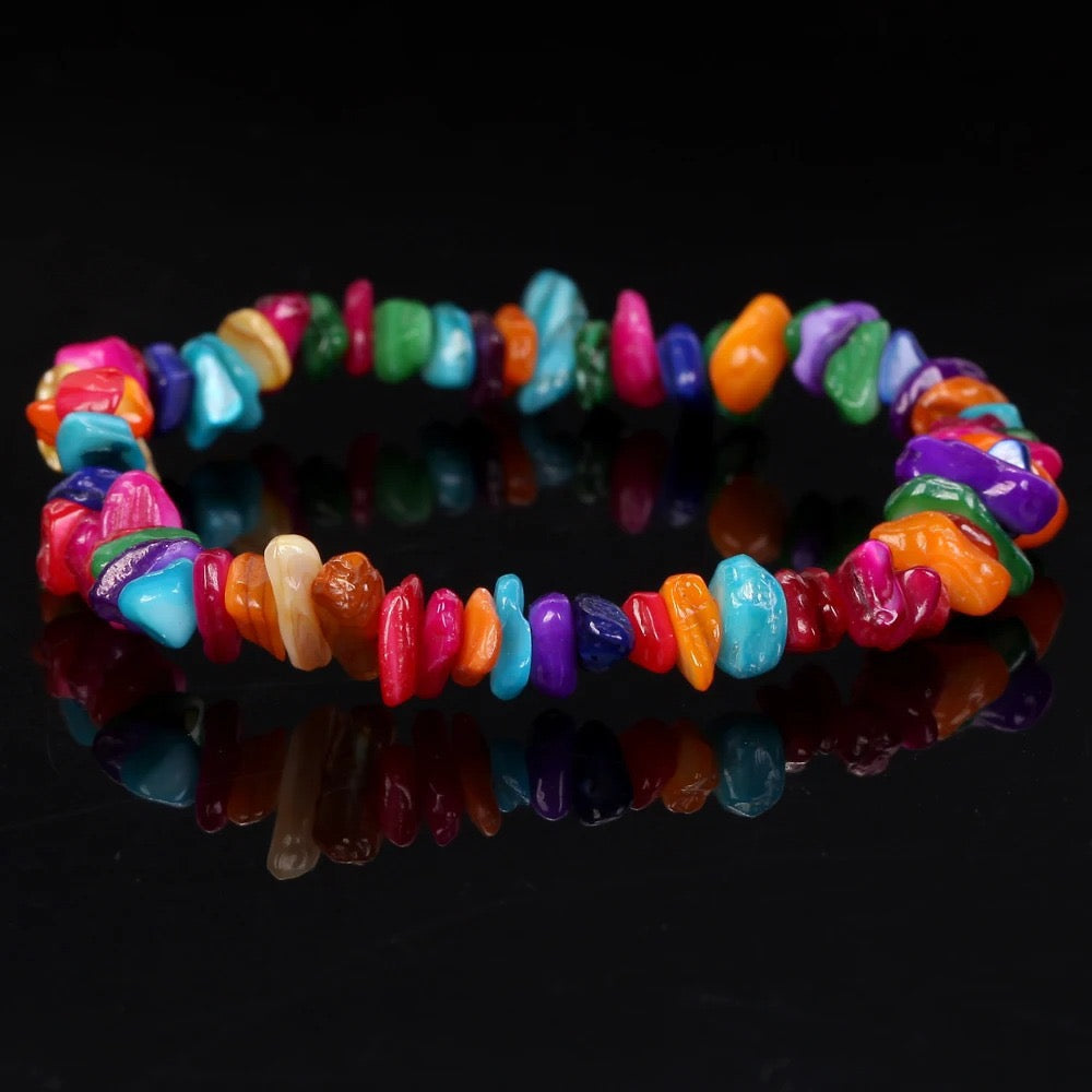 Chip Bead Stretch Bracelet 7.5inch