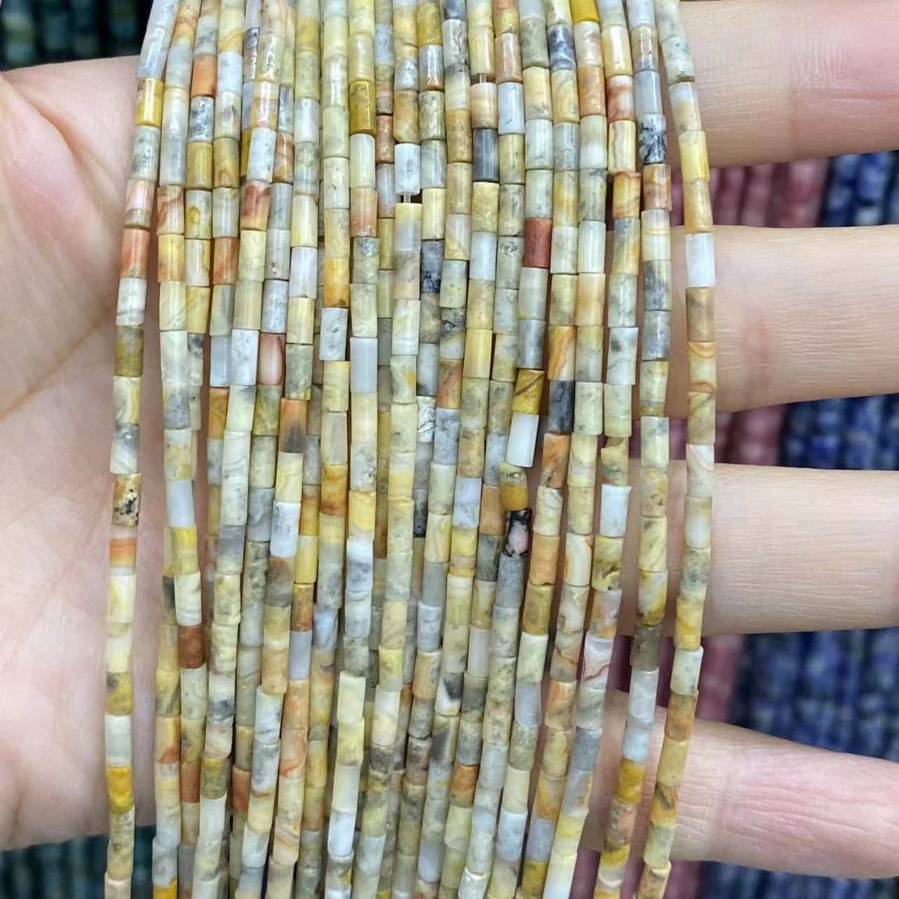 Cylindrical Tube Beads 2x4mm Quartz/Jasper/Agate/Crystal