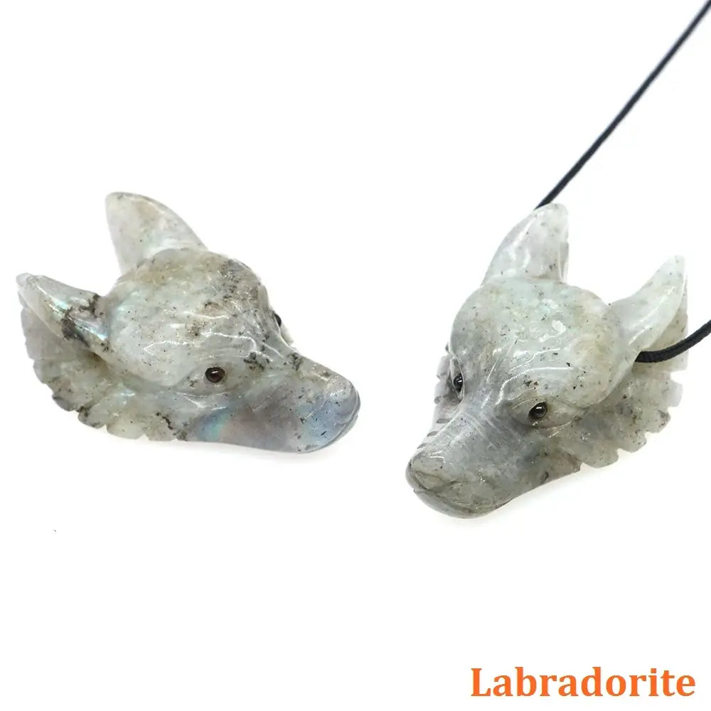 Wolf Head Statue Hand Carved Animal Figurine