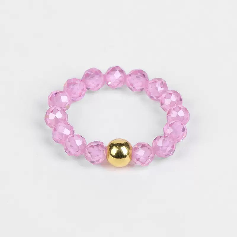 3mm Multi Round Faceted Bead Ring Elastic Rings Stackable