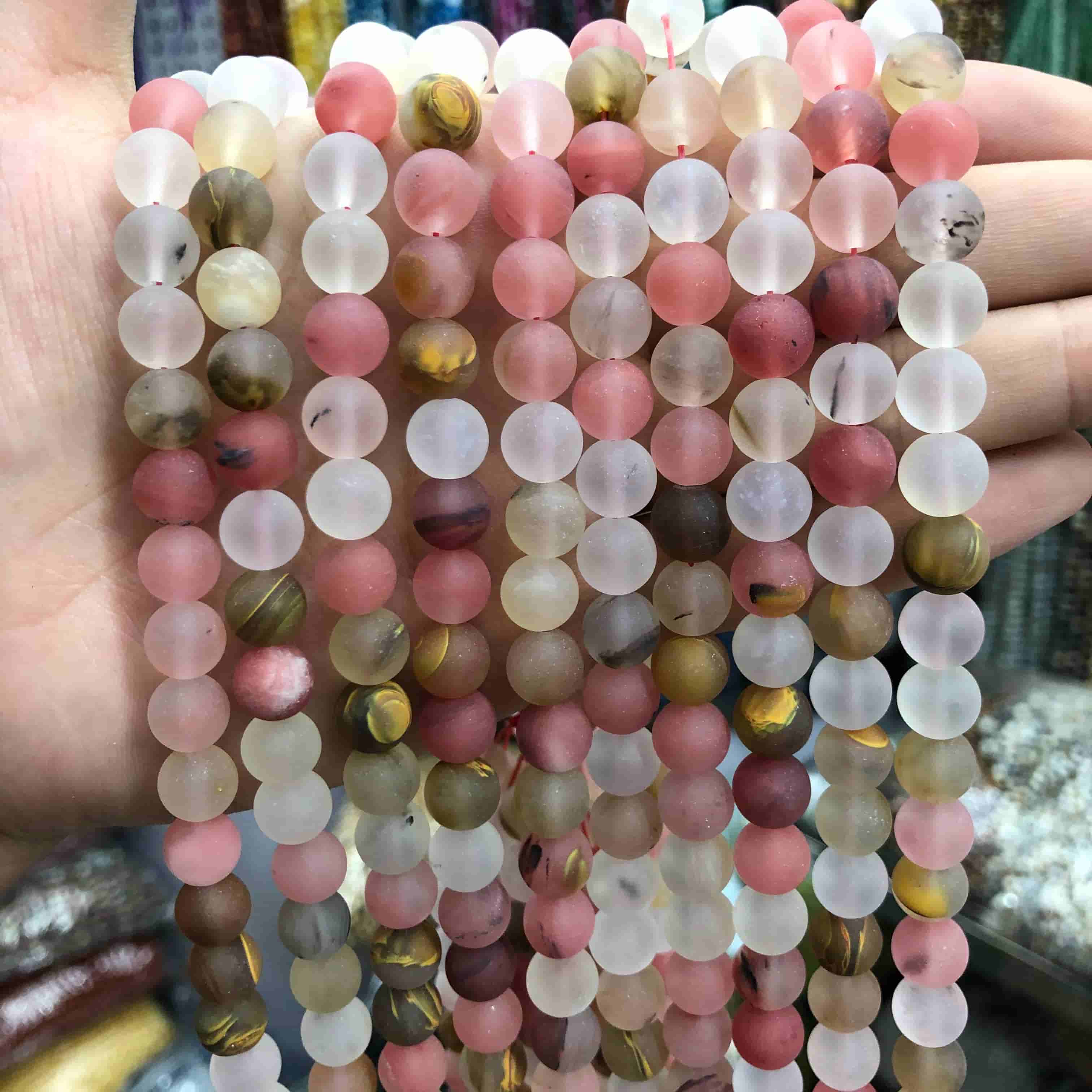 Round Matte Beads Crystal/Quartz/Jasper/Agate 4mm 6mm 8mm 10mm