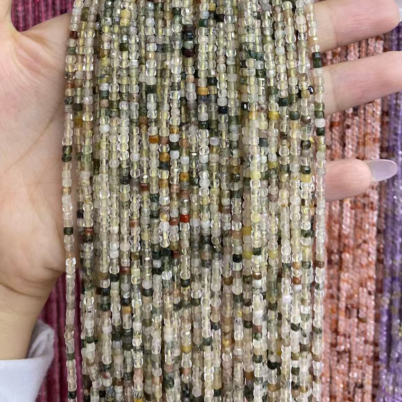 Tiny Square Faceted Beads 2-3mm Gemstone/Quartz/Jasper/Agate