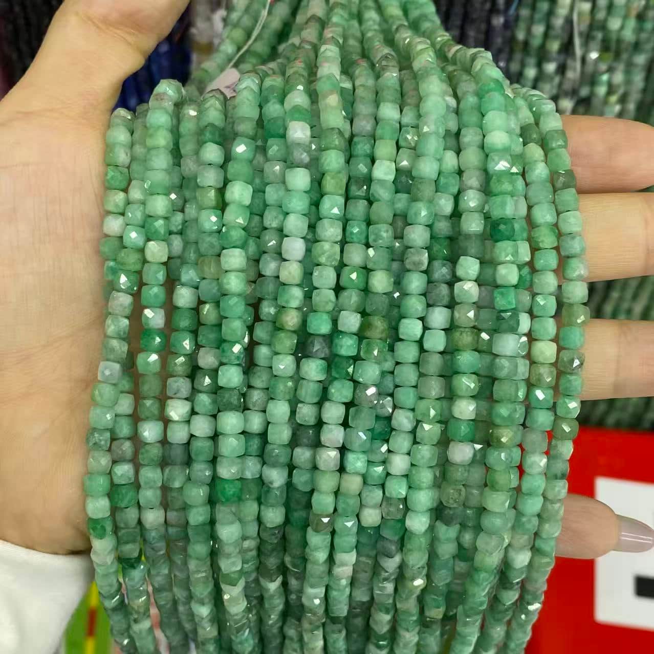 Square Faceted Beads 4-5MM Gemstone/Quartz/Jasper/Agate