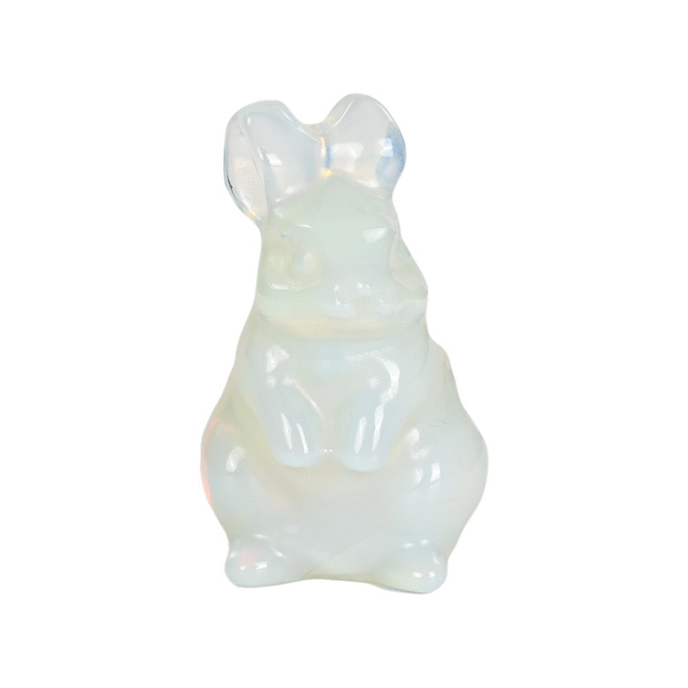 Cute Rabbit Statue Hand Carved Animal Figurine