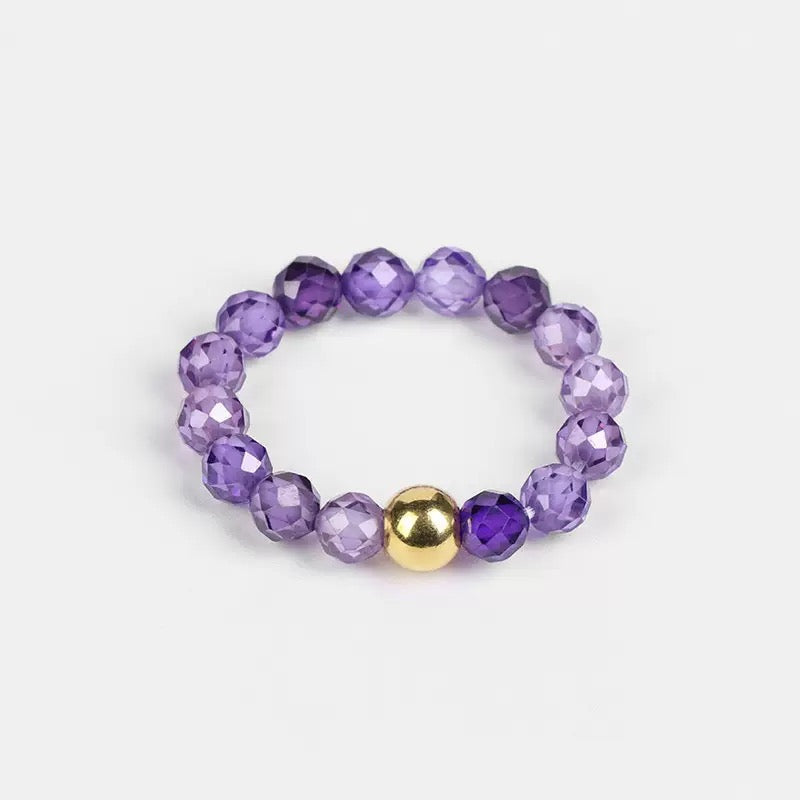 3mm Multi Round Faceted Bead Ring Elastic Rings Stackable