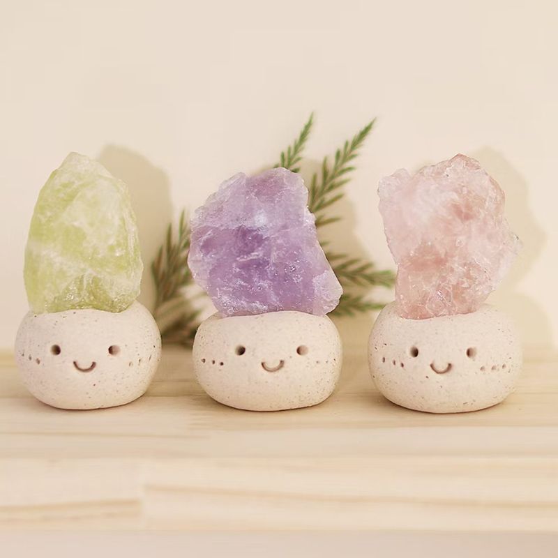 Micro Mineral Raw Crystal Gemstone Happy Face Collection