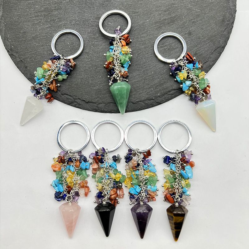 Healing Crystal Energy Point Keychains Set