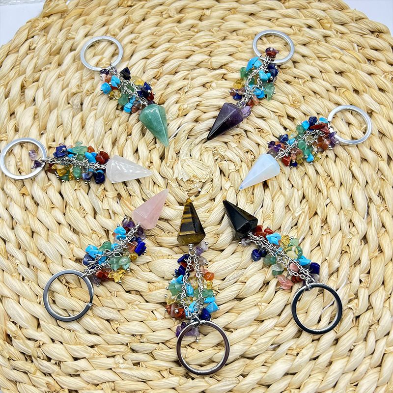 Healing Crystal Energy Point Keychains Set