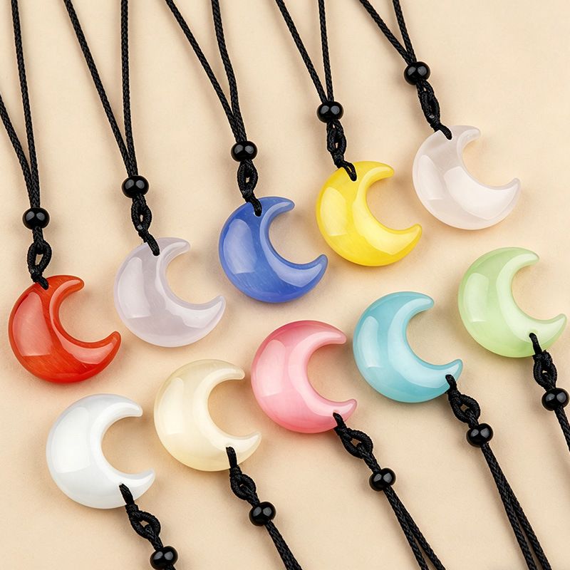 Healing Crystal Cats Eye Stone Pendant Necklace