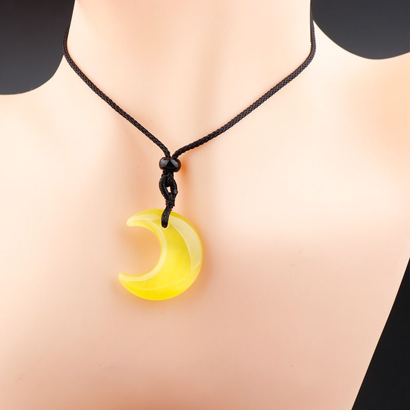 Healing Crystal Cats Eye Stone Pendant Necklace