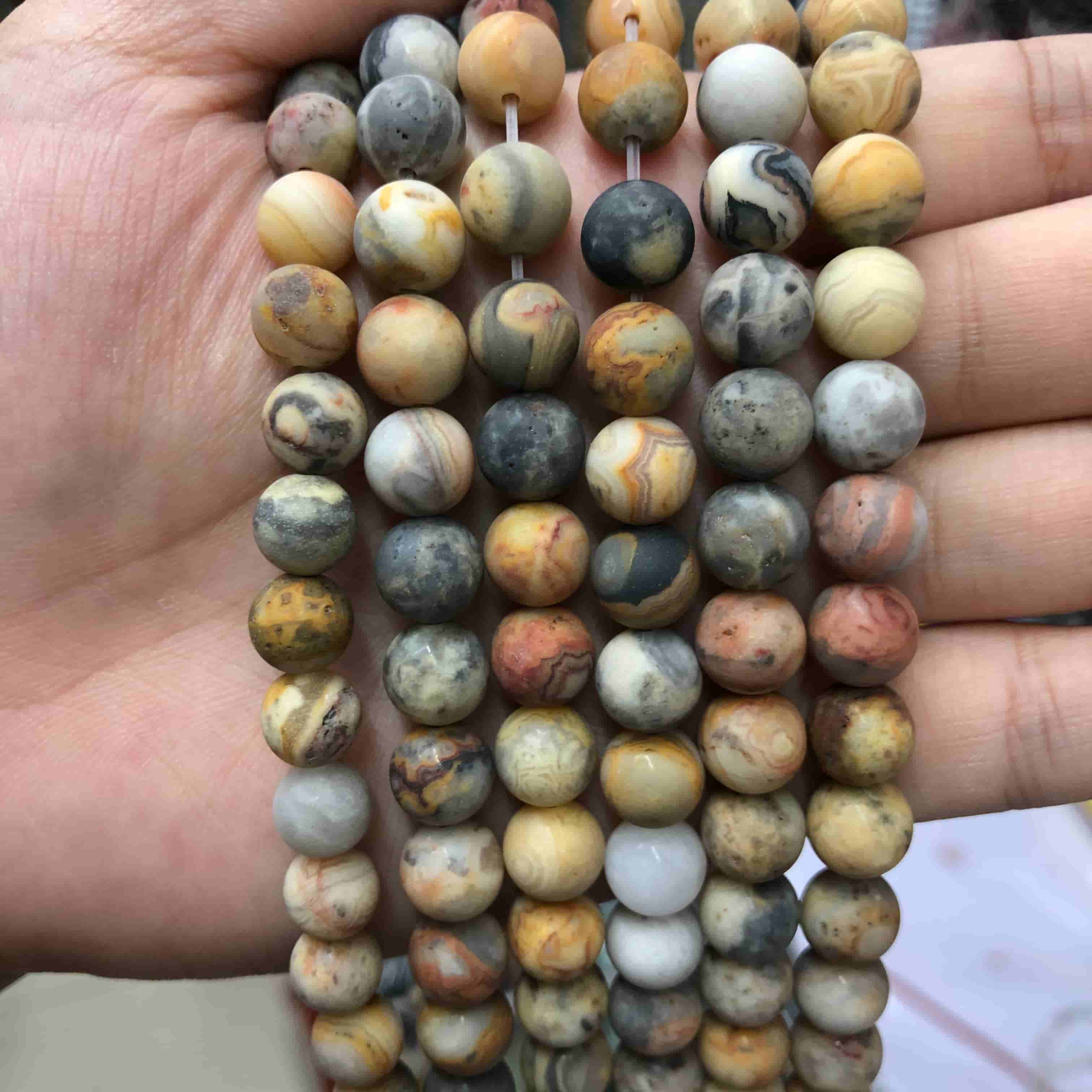 Round Matte Beads Crystal/Quartz/Jasper/Agate 4mm 6mm 8mm 10mm
