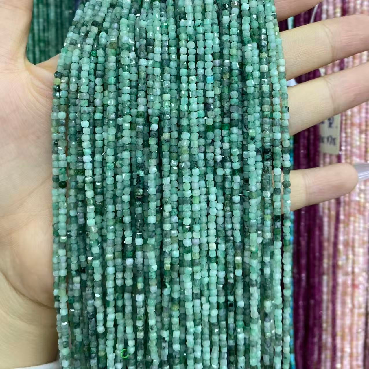 Tiny Square Faceted Beads 2-3mm Gemstone/Quartz/Jasper/Agate