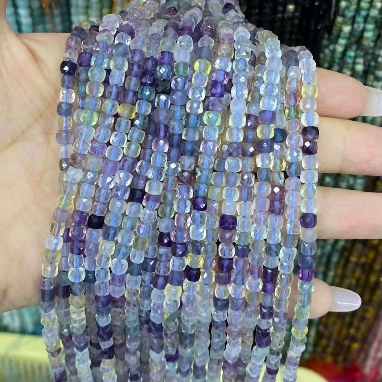 Square Faceted Beads 4-5MM Gemstone/Quartz/Jasper/Agate