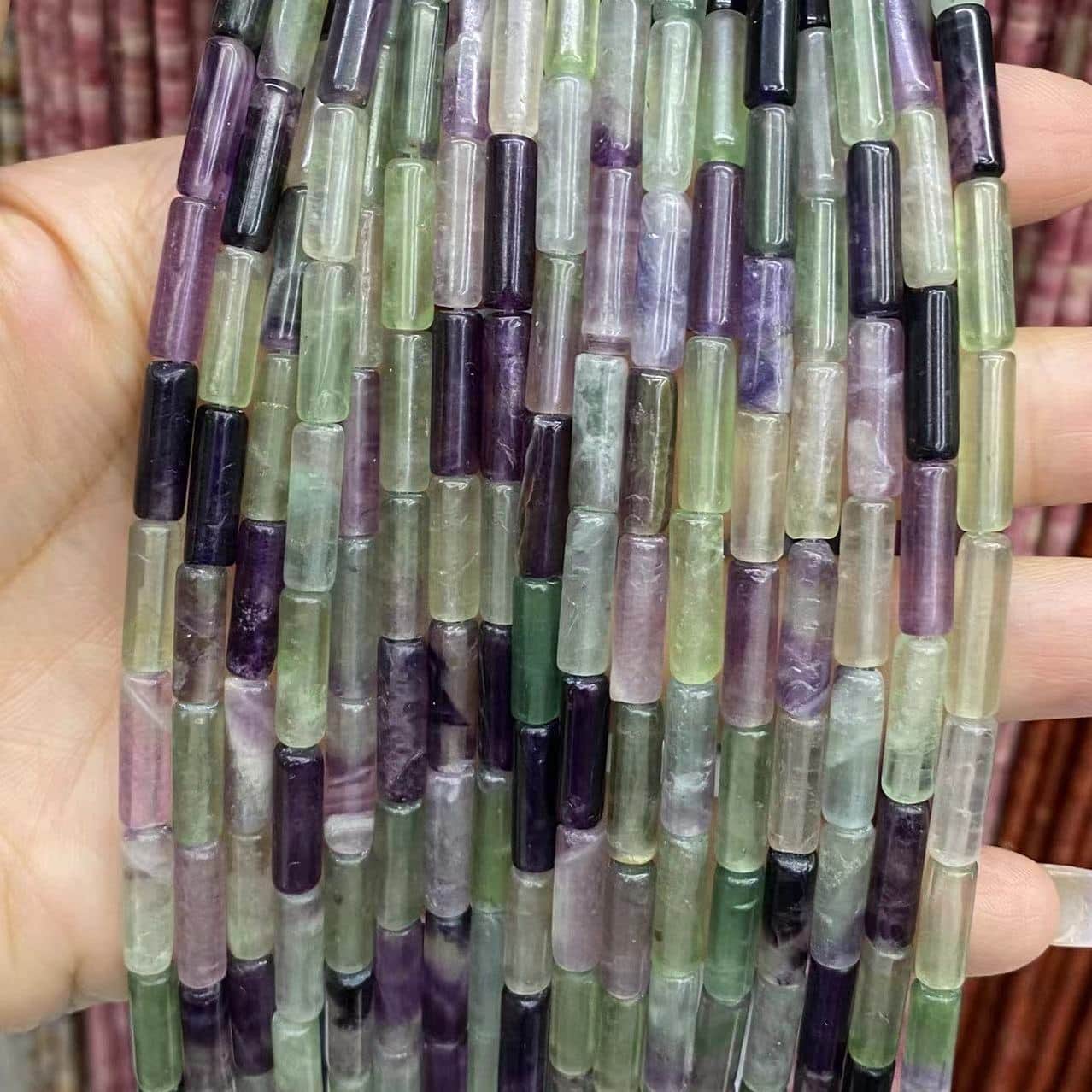 Cylindrical Tube Beads 4x13mm Quartz/Jasper/Agate/Crystal