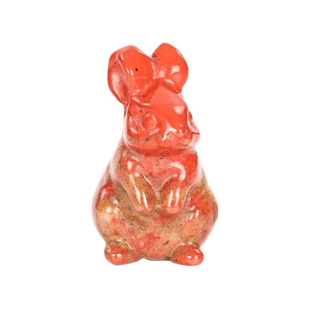 Cute Rabbit Statue Hand Carved Animal Figurine