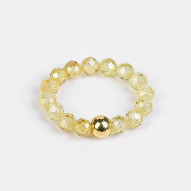 3mm Multi Round Faceted Bead Ring Elastic Rings Stackable