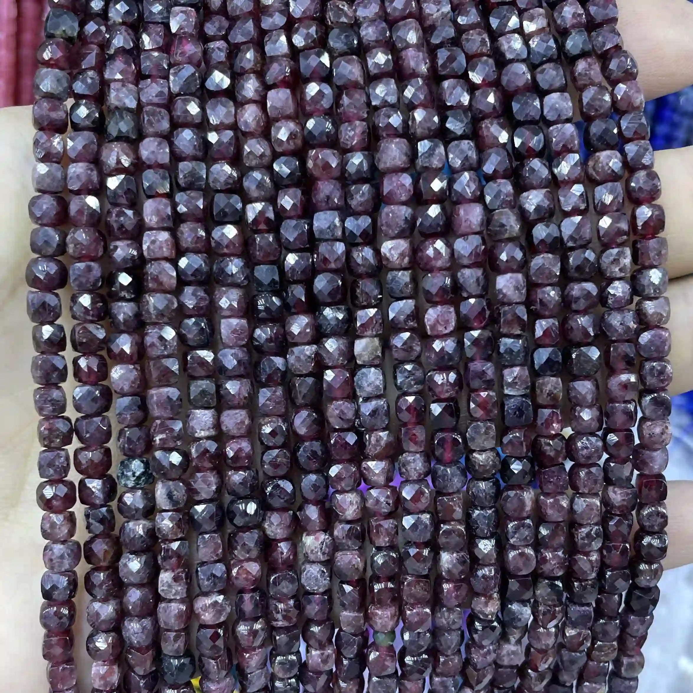 Square Faceted Beads 4-5MM Gemstone/Quartz/Jasper/Agate